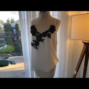 White House Black Market white lace cami black